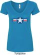 Distressed Air Force Star Ladies V-Neck Shirt