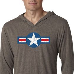 Distressed Air Force Star Lightweight Hoodie Shirt