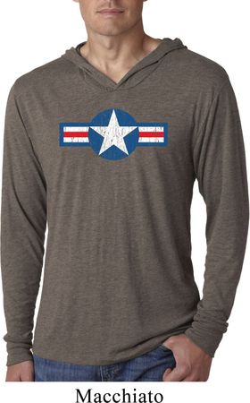 Distressed Air Force Star Lightweight Hoodie Shirt