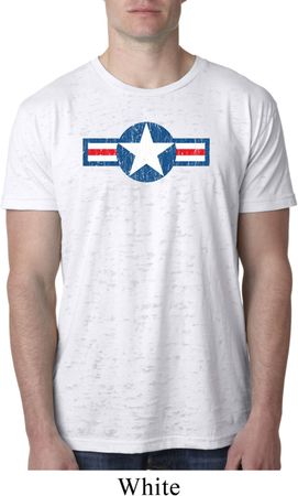 Distressed Air Force Star Mens Burnout Shirt