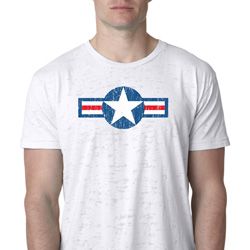 Distressed Air Force Star Mens Burnout Shirt