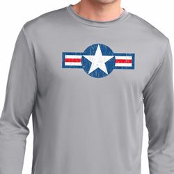 Distressed Air Force Star Mens Dry Wicking Long Sleeve Shirt