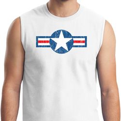 Distressed Air Force Star Mens Muscle Shirt