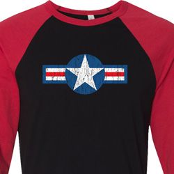 Distressed Air Force Star Mens Raglan Shirt