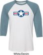 Distressed Air Force Star Mens Raglan Shirt
