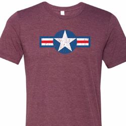 Distressed Air Force Star Mens Tri Blend Crewneck Shirt