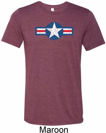 Distressed Air Force Star Mens Tri Blend Crewneck Shirt