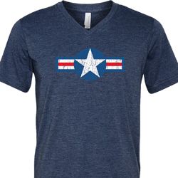 Distressed Air Force Star Mens Tri Blend V-neck Shirt