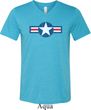Distressed Air Force Star Mens Tri Blend V-neck Shirt