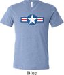 Distressed Air Force Star Mens Tri Blend V-neck Shirt