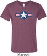 Distressed Air Force Star Mens Tri Blend V-neck Shirt
