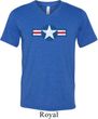 Distressed Air Force Star Mens Tri Blend V-neck Shirt