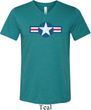 Distressed Air Force Star Mens Tri Blend V-neck Shirt
