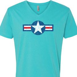 Distressed Air Force Star Mens V-Neck Shirt