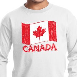 Distressed Canada Flag Kids Long Sleeve Shirt