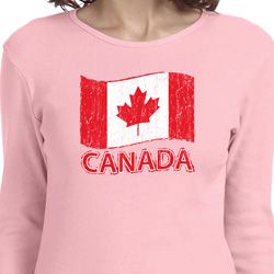 Distressed Canada Flag Ladies Long Sleeve Shirt