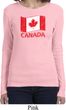 Distressed Canada Flag Ladies Long Sleeve Shirt