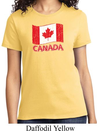 Distressed Canada Flag Ladies Shirt