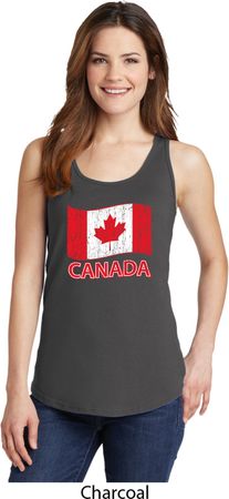 Distressed Canada Flag Ladies Tank Top