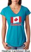 Distressed Canada Flag Ladies Tri Blend V-Neck Shirt