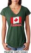 Distressed Canada Flag Ladies Tri Blend V-Neck Shirt