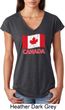 Distressed Canada Flag Ladies Tri Blend V-Neck Shirt