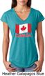 Distressed Canada Flag Ladies Tri Blend V-Neck Shirt