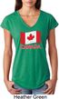 Distressed Canada Flag Ladies Tri Blend V-Neck Shirt