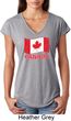 Distressed Canada Flag Ladies Tri Blend V-Neck Shirt