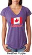 Distressed Canada Flag Ladies Tri Blend V-Neck Shirt