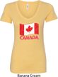 Distressed Canada Flag Ladies V-Neck Shirt