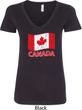 Distressed Canada Flag Ladies V-Neck Shirt