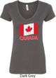 Distressed Canada Flag Ladies V-Neck Shirt