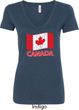 Distressed Canada Flag Ladies V-Neck Shirt