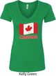 Distressed Canada Flag Ladies V-Neck Shirt