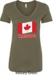 Distressed Canada Flag Ladies V-Neck Shirt