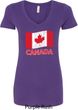 Distressed Canada Flag Ladies V-Neck Shirt