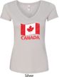 Distressed Canada Flag Ladies V-Neck Shirt