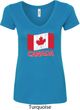 Distressed Canada Flag Ladies V-Neck Shirt