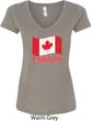 Distressed Canada Flag Ladies V-Neck Shirt