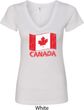 Distressed Canada Flag Ladies V-Neck Shirt
