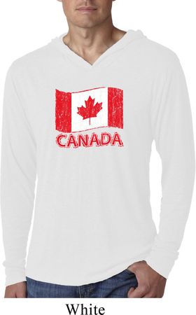 Distressed Canada Flag Lightweight Hoodie Shirt