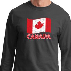 Distressed Canada Flag Long Sleeve Shirt