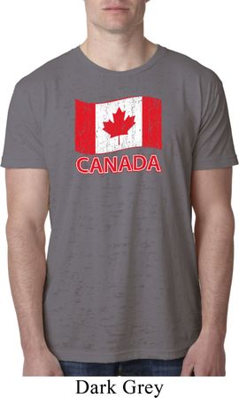 Distressed Canada Flag Mens Burnout Shirt