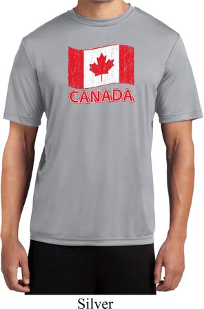 Distressed Canada Flag Mens Moisture Wicking Shirt