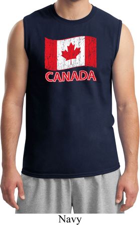 Distressed Canada Flag Mens Muscle Shirt