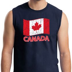 Distressed Canada Flag Mens Muscle Shirt