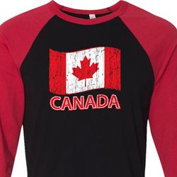 Distressed Canada Flag Mens Raglan Shirt