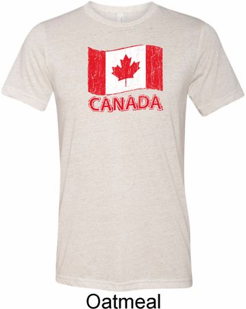 Distressed Canada Flag Mens Tri Blend Crewneck Shirt