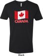 Distressed Canada Flag Mens V-Neck Shirt